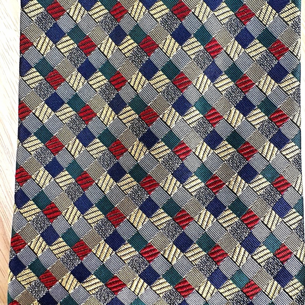 Robert Talbott Men's Multicolor Geometric Woven Silk Handmade Tie One Size